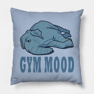 Blue elephant thinking about going to the gym Pillow