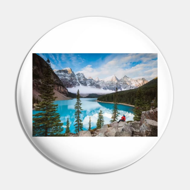 Man Sitting Near Moraine Lake Banff National Park Pin by TaivalkonAriel