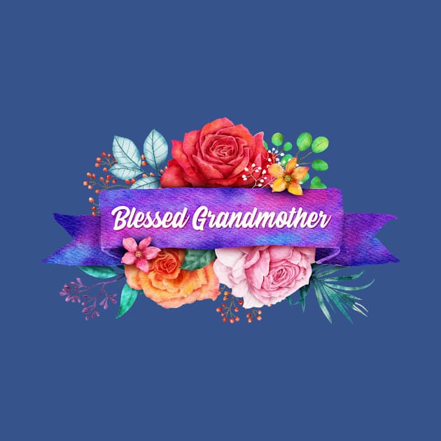 Blessed Grandmother Floral Design with Watercolor Roses by g14u