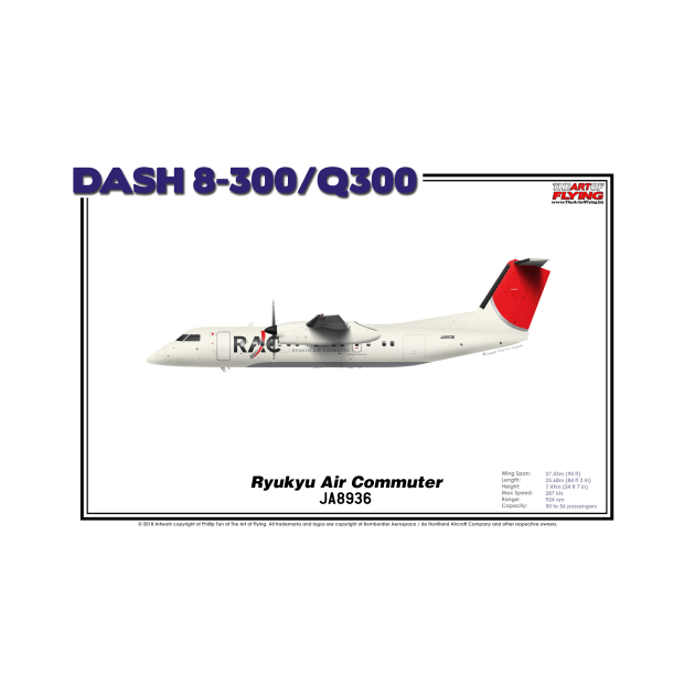 DeHavilland Canada Dash 8-300/Q300 - Ryukyu Air Commuter (Art Print) by TheArtofFlying