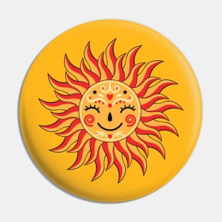 Smiling sun with closed eyes Pin