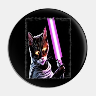 Fun Cat Print ~ AI Art ~ Fantasy Cat ~ Sci-fi Cat ~ Cats with Lightsabers Pin