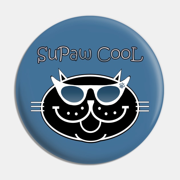 SuPaw CooL - Black Cat Cool Pin by RawSunArt