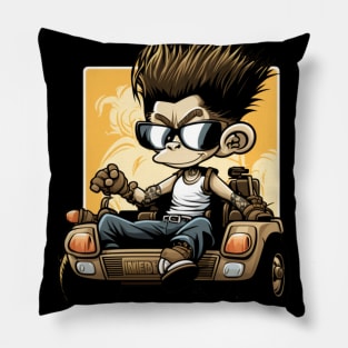 MONKEY WITH SUNGLASSES RIDING A SCOOTER Pillow