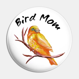 Canary Bird Mom - Black Text Pin