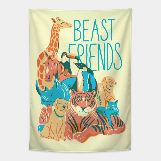 Beast Friends Tapestry by JordanKay