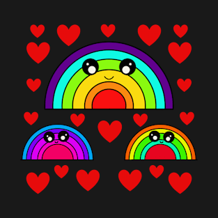 Cute Kawaii Rainbow With Hearts T-Shirt