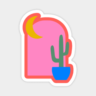 Boho Cactus and Moon Shapes Magnet