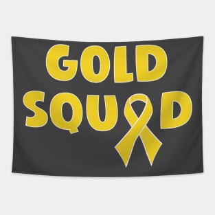 Gold squad simple ribbon awareness design Tapestry