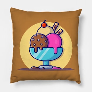 Ice Cream Scoop Cartoon Vector Icon Illustration (3) Pillow