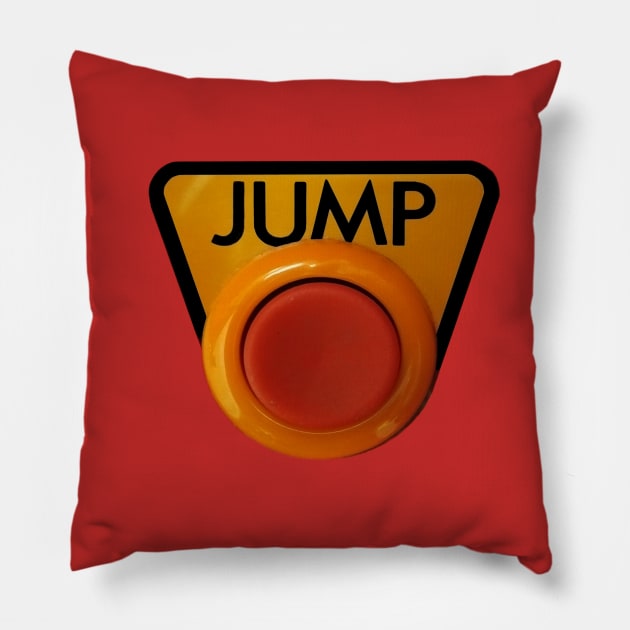 Jump Button! Pillow by arcadeheroes