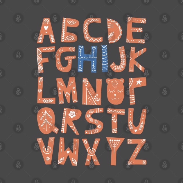 Alphabet says "Hi" (orange and blue) by Ofeefee