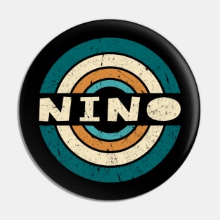 Retro Style Nino Name Birthday 70s 80s 90s Circle Pin