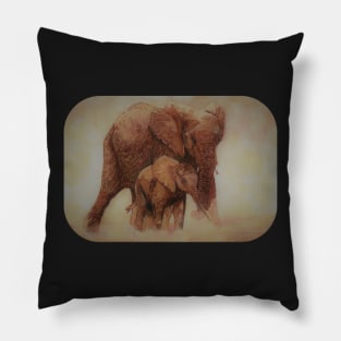 Elephants in the mist Pillow