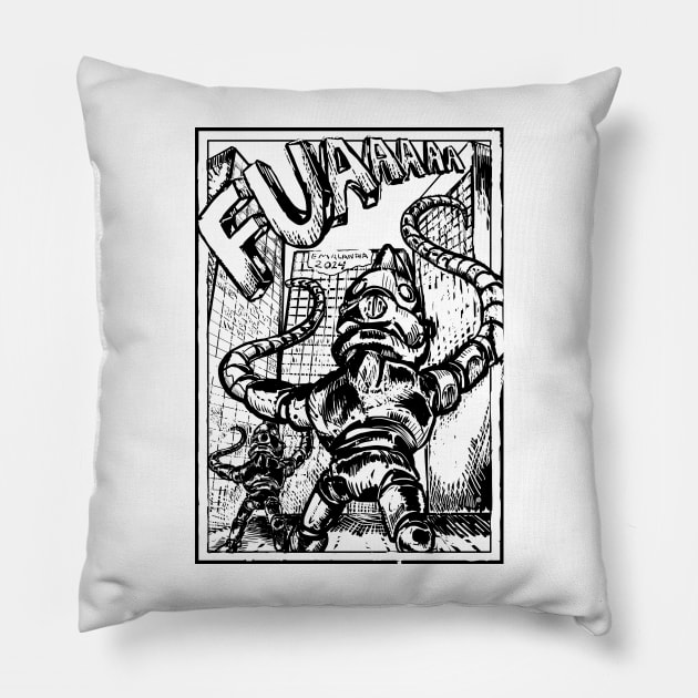 Invasion of the tentacle robots Pillow by emalandia