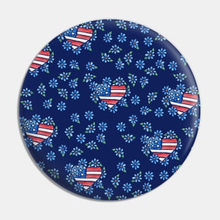 USA American Flag Heart Pin