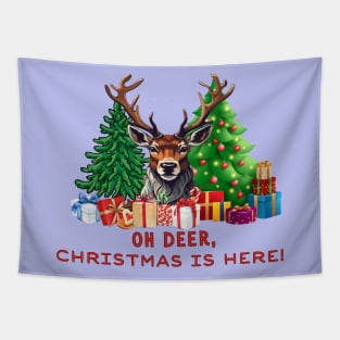 Christmas gifts "Oh Deer, Christmas is Here!" Tapestry