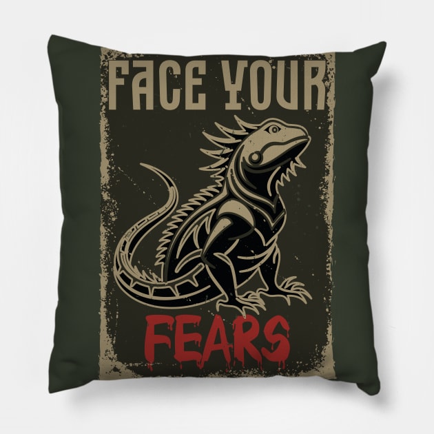 The Face of Your Fear Pillow by CatCoconut-Art