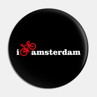 I Bike Amsterdam - White and Red Pin