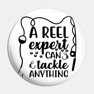 Less Talk More Fishing - Gift For Fishing Lovers, Fisherman - Black And White Simple Font Pin