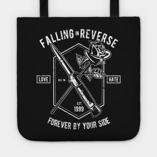 Falling In Reverse Love And Hate Forever By Your Side Knife And Rose Tote