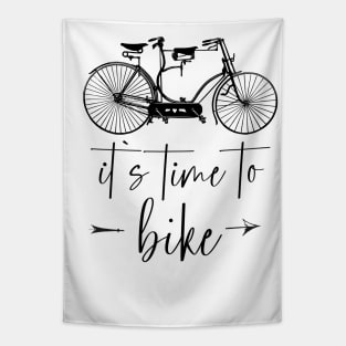 It`s time To Bike, Cycling themed tee Tapestry