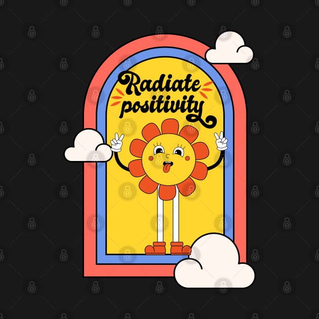 Radiate Positivity Cute Flower Colorful Illustration by Artist usha