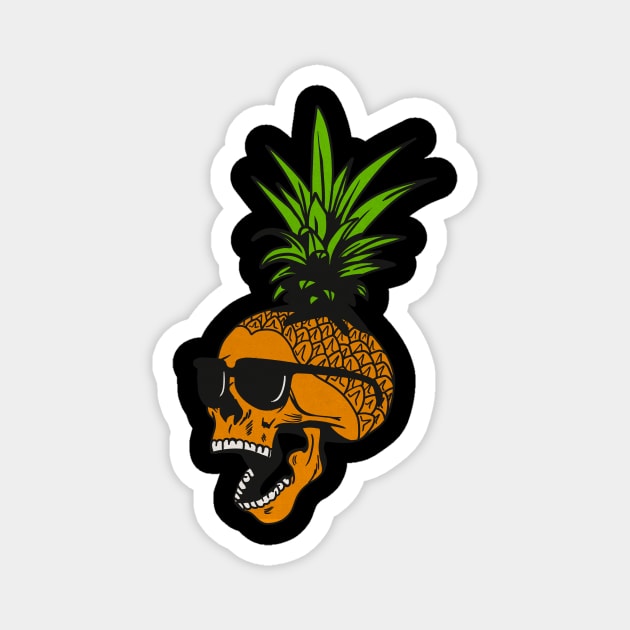 Pineapple, Skull wearing Glasses, Tropical Design Magnet by dukito