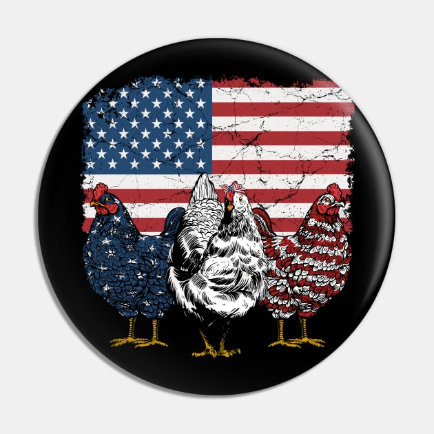 Chicken America Flag 4th of July Pin by neonatalnurse