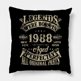 36th Birthday Tee 36 Years Old Vintage Legends Born In 1988 Pillow