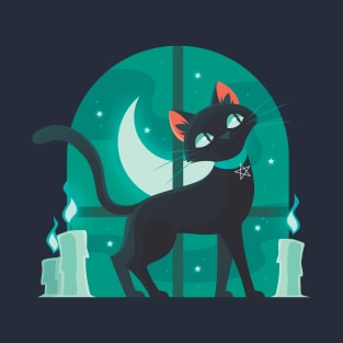 halloween cat green T-Shirt