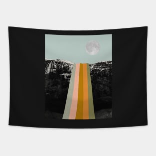 Moon and retro waterfall Tapestry