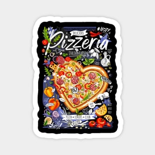 Food poster, pizza, fast food, love, pizza heart cartoons style Magnet