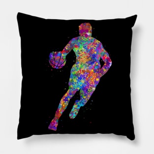 Basketball player man watercolo Pillow