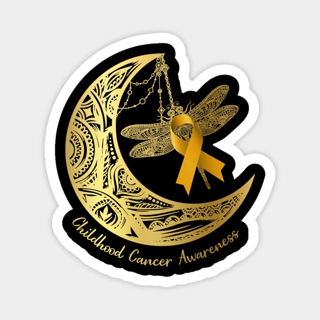 Henna Moon Dragonfly Childhood Cancer Awareness Magnet by Chapmanx