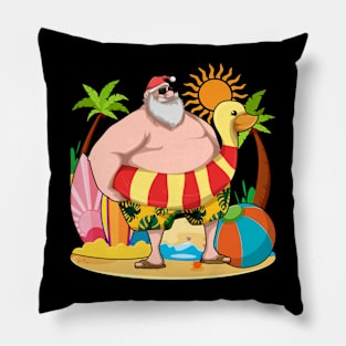 Funny Santa Claus Tropical Summer Hawaii Christmas In July Pillow