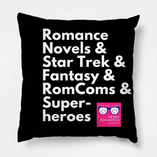 NRP Topic White Letters romance logo Pillow by Nerdy Romantics Fan Shop