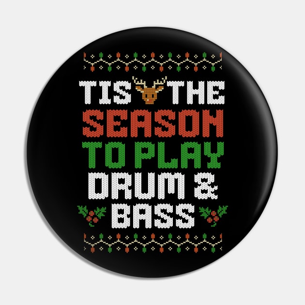 DRUM AND BASS  - Tis The Season Christmas (white) Pin by DISCOTHREADZ 