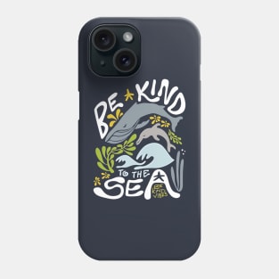 Ocean Harmony: Majestic Blue Whale and Playful Dolphin with the Message 'Be Kind to the Sea' Phone Case