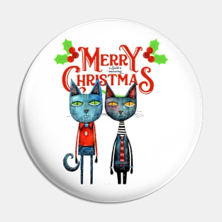Merry Christmas Cats Pin