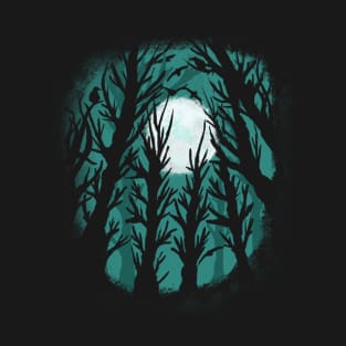 Spooky Haunted Forest Gothic Moon & Birds T-Shirt