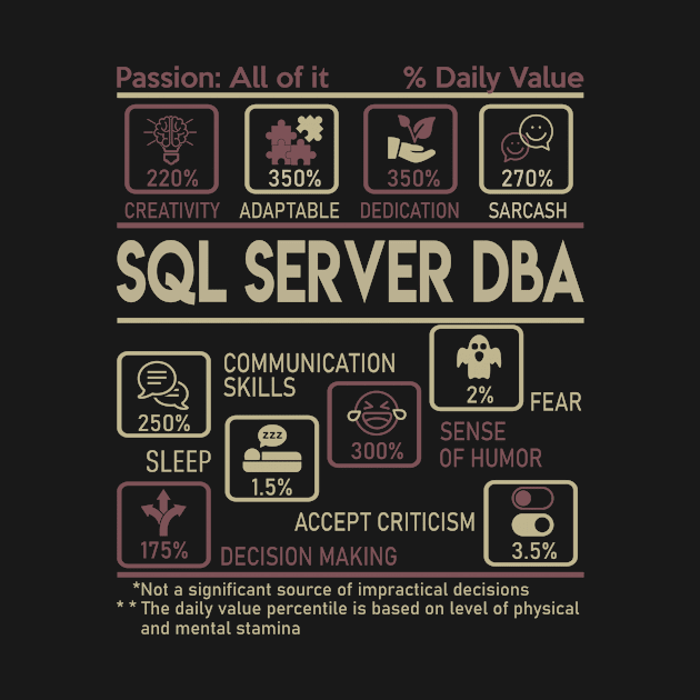 Sql Server Dba T Shirt - Multitasking Daily Value Gift Item Tee by candicekeely6155