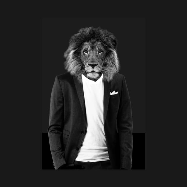 Lion in suit hipster - art print variant by Quentin1984