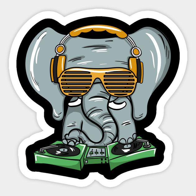 DJ Elephant - Elephant - Sticker | TeePublic UK