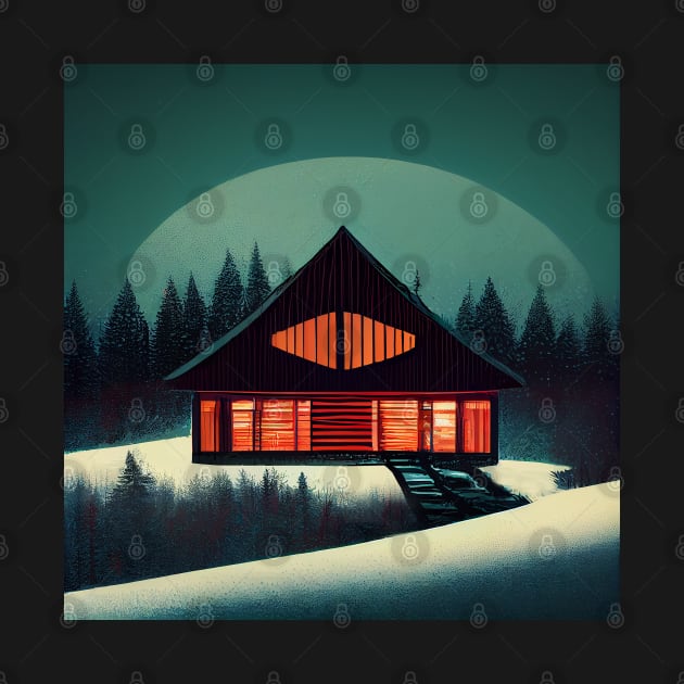 Snowy Cabin by Retro Travel Design