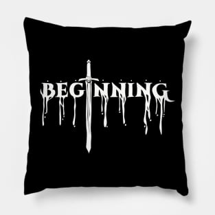 The Beginning After The End Black and White Melted Text Typography Pillow