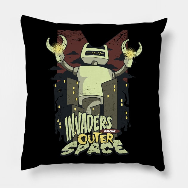 Invaders from Space! For B-movie sci-fi lovers and fans of space adventure. Pillow by BecomeAHipsterGeekNow