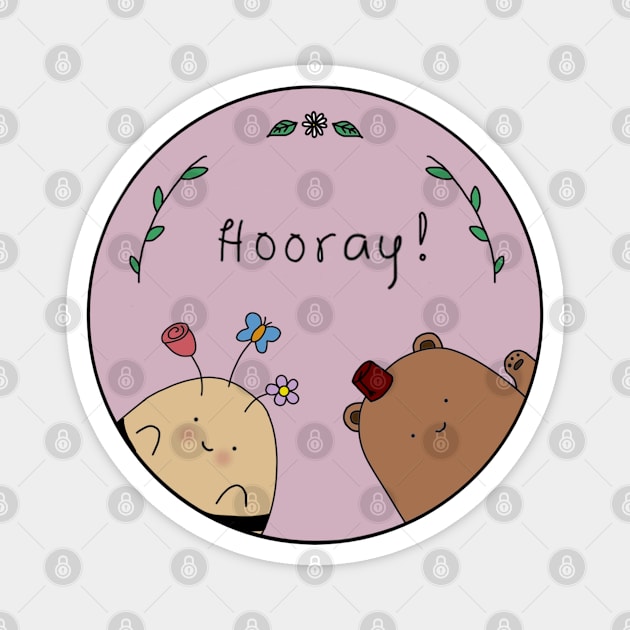 "Hooray" Bear and Bee design Magnet by toffany's