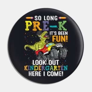 So Long Pre K Kindergarten Here I Come Dinosaur Graduation Pin