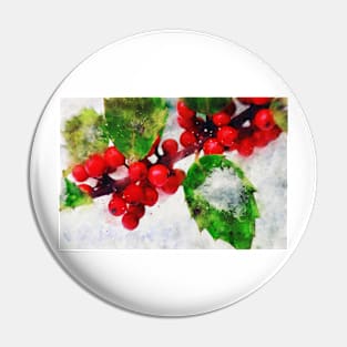 Holly Jolly Watercolor Pin